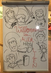 Plakat ALLE HIGH LIGEN Begrüßungsplakat zum Highlight Sunday mit Bildern Heiliger