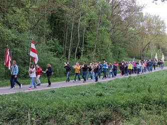 Wallfahrt Essfeld Käppele 2026 Wallfahrer mit Fahnen